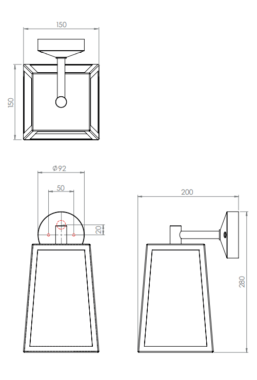 Astro CALVI WALL 215 Textured Black Tapered Square Outdoor Wall Light - ID 6488 - CLEARANCE