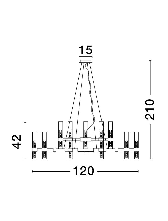 CEN Matt Black Metal Glass 30 Lamp Pendant With Clear & Frosted Glass - ID 12534
