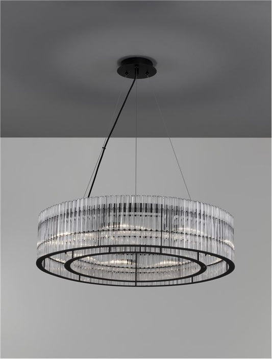 BAR Matt Black Metal & Clear Glass Pendant - ID 13190