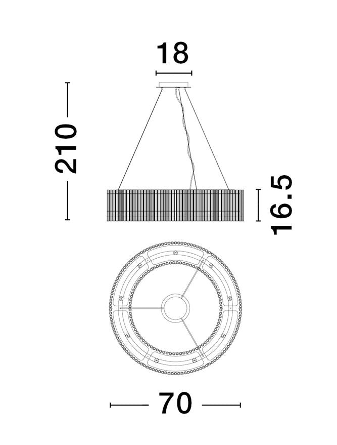 BAR Matt Black Metal & Clear Glass Pendant - ID 13190