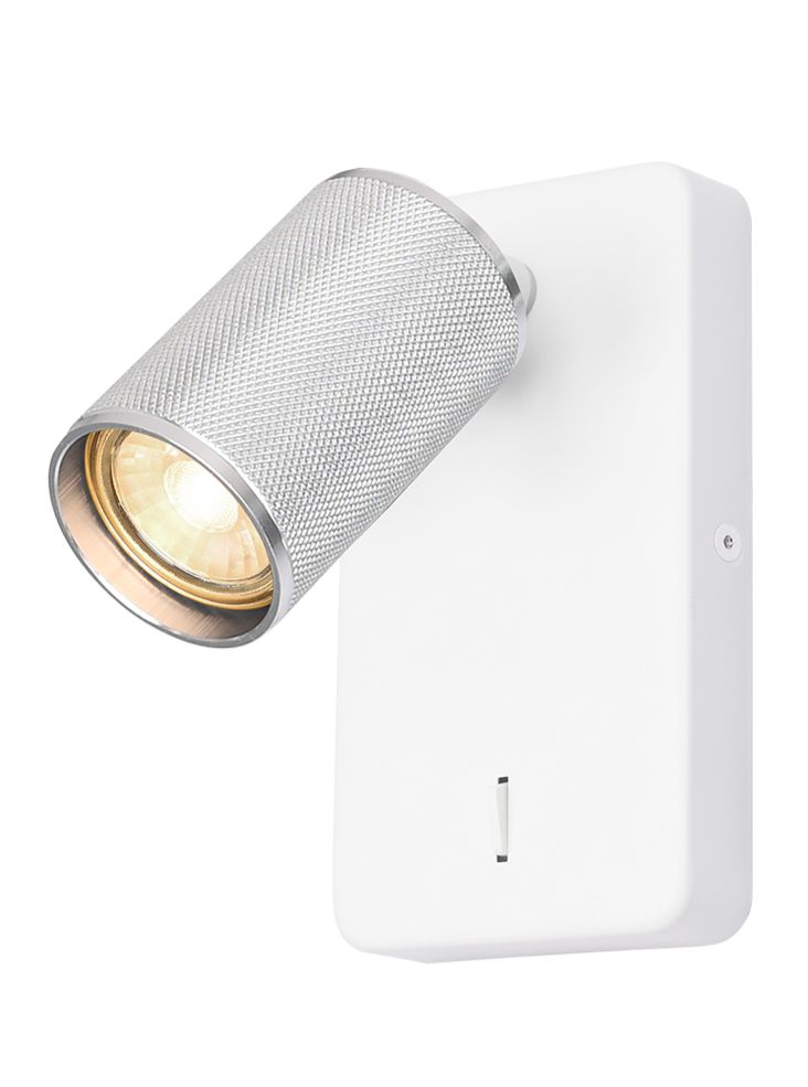 KNO White & Silver Knurled Single Wall Light - 13218