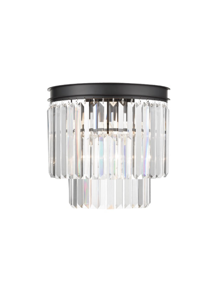 PERO Semi-Circular Black Metal & Crystal Wall Light - ID 12869