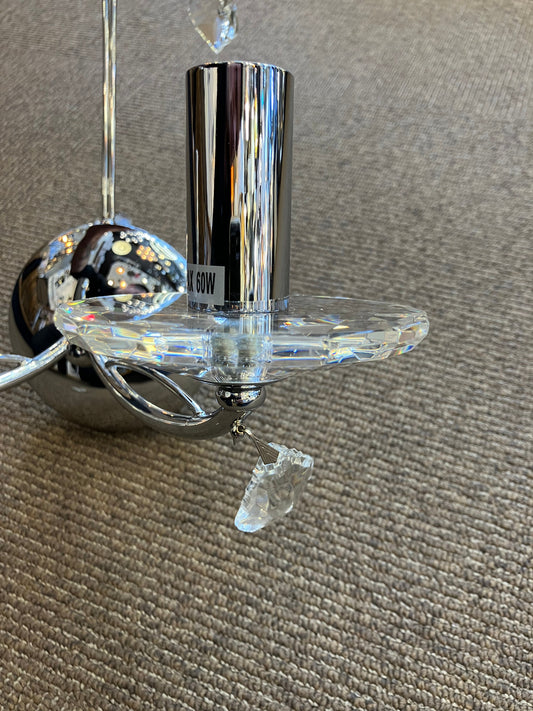 Franklite Chrome & Crystal Double Wall Light - EX-DISPLAY