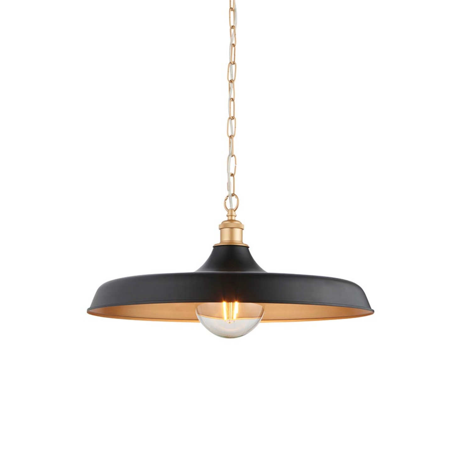 Mid-Century Pendant, Matt Black and Satin Gold - ID 12521