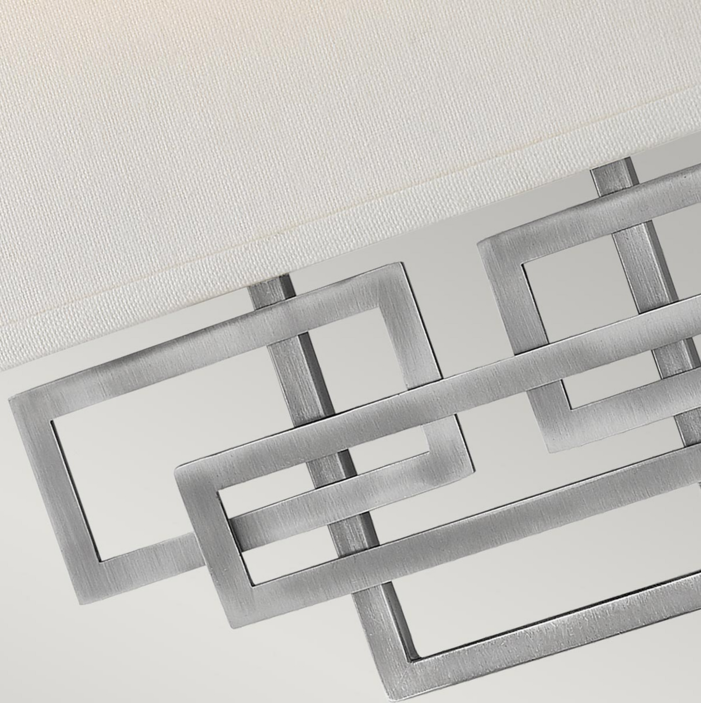 Geometric Wall Light In Antique Nickel Complete with Linen Shade - ID 12548