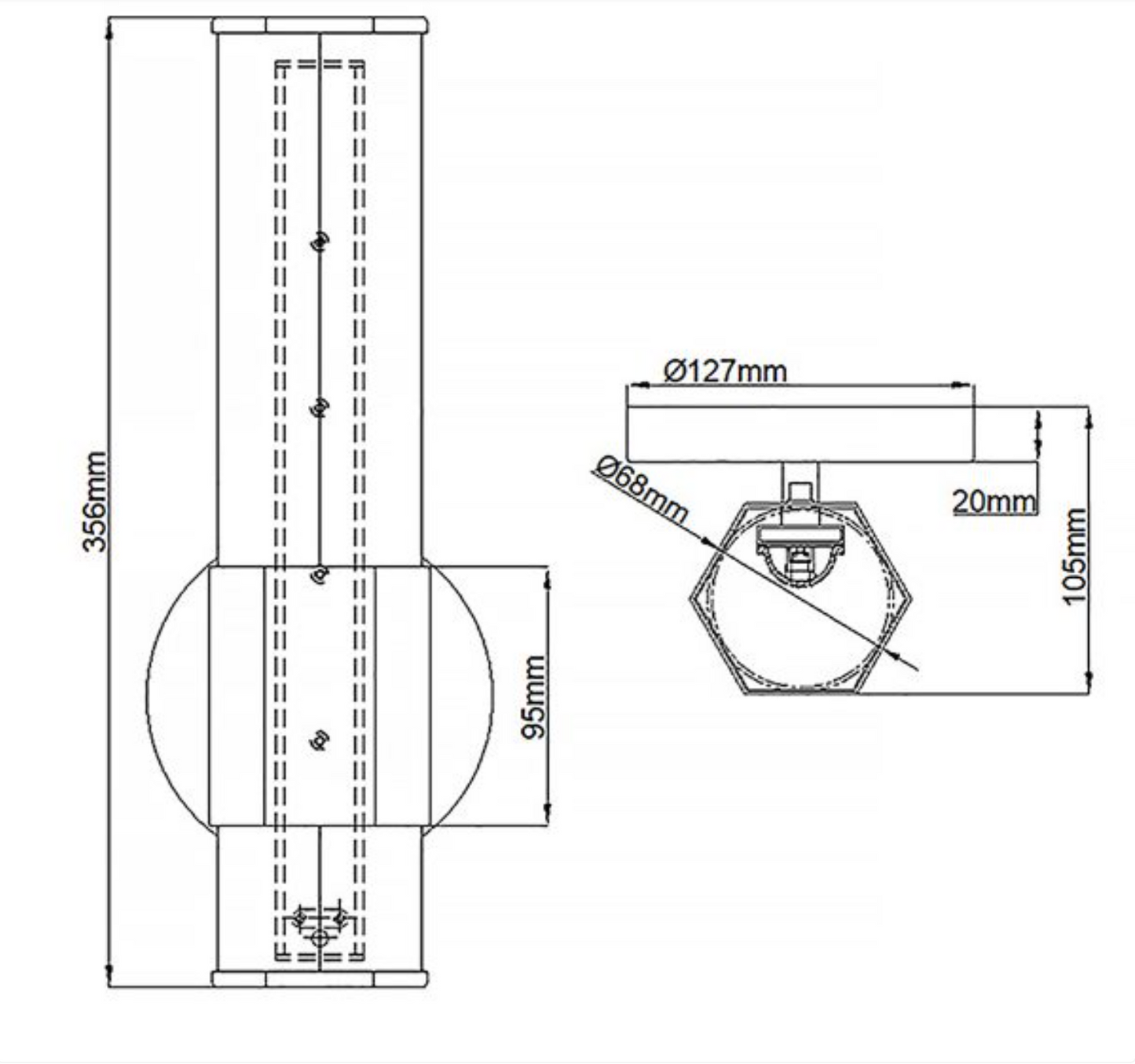FAC Hexagonal Opal Glass & Heritage Brass Bathroom Wall Light - ID 12555