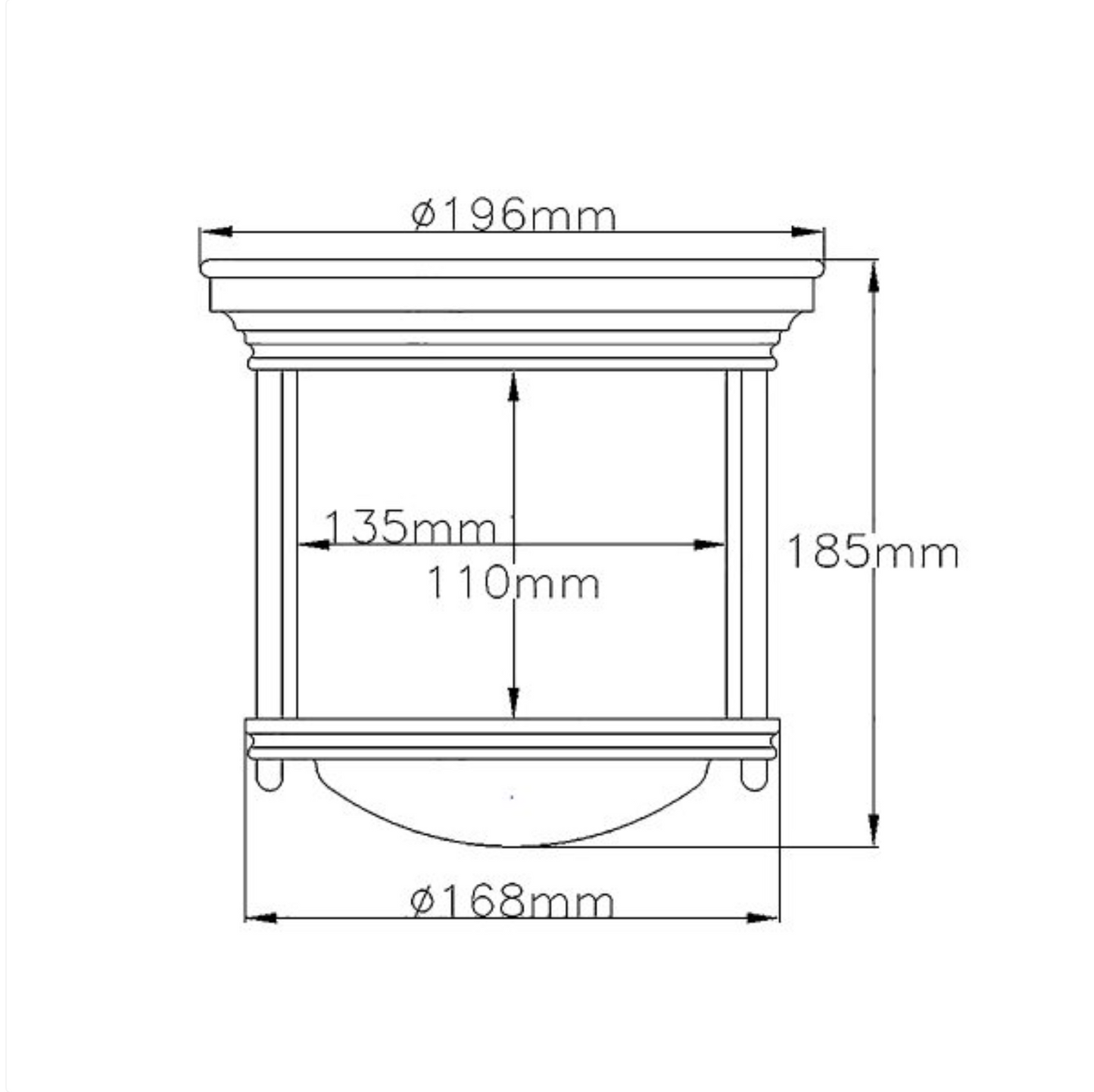 HAD Chrome & Opal Glass One Lamp Semi Flush IP44 Ceiling Light - 12573