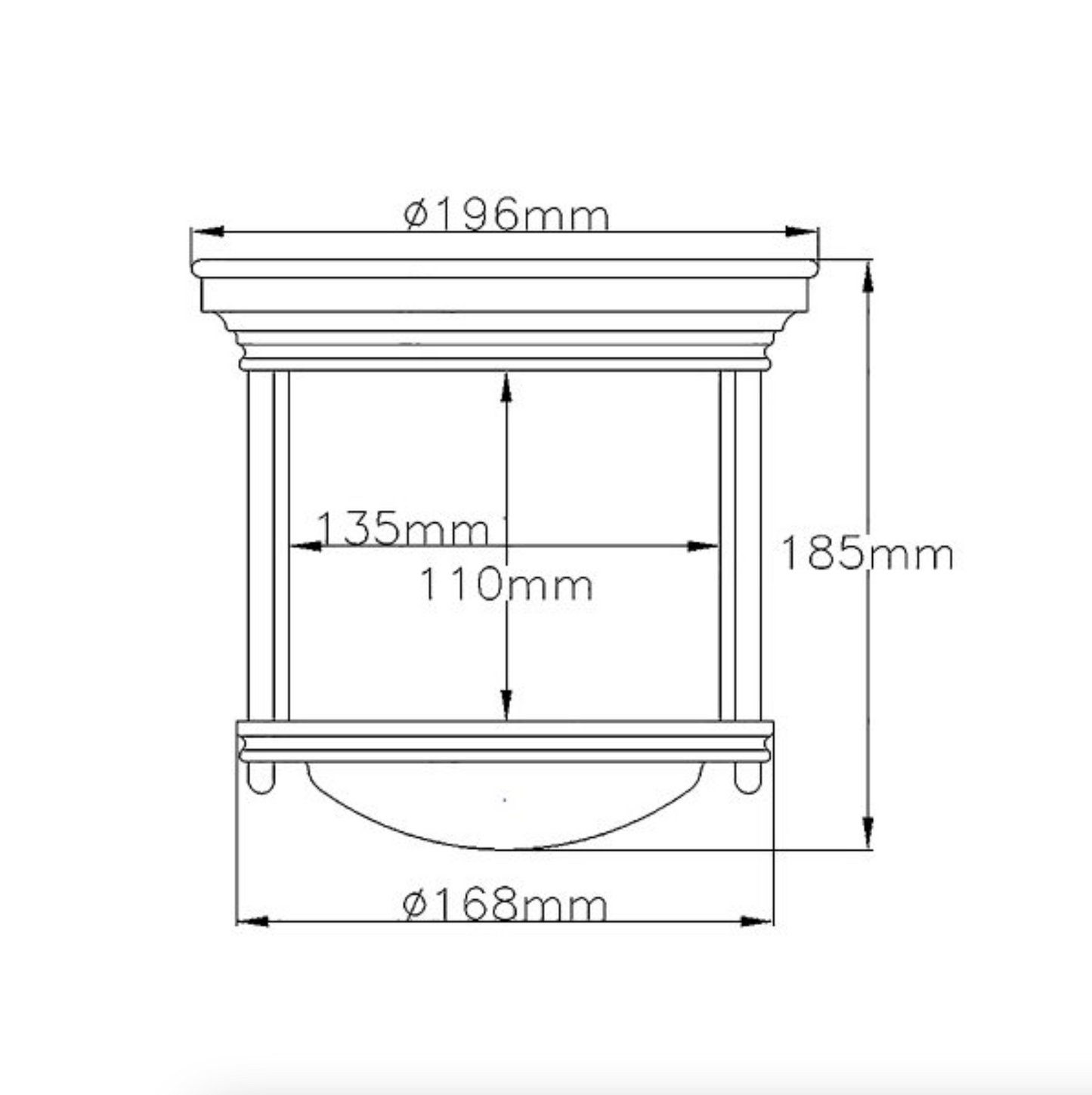 HAD Oil Rubbed Bronze & Opal Glass Semi Flush IP44 Ceiling Light - ID 12575 limited stock