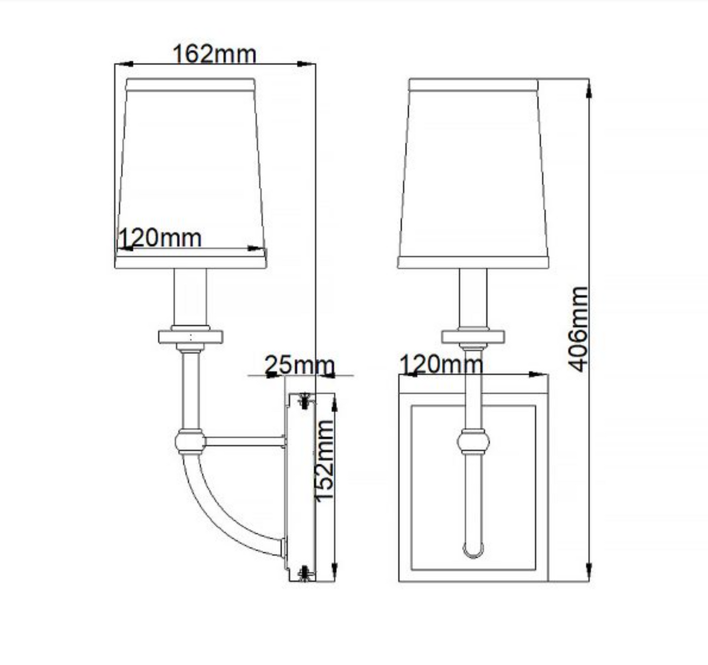 FEL Elegant Curved Arm Polished Chrome Bathroom Wall Light With White Parchment Shade - ID 12590