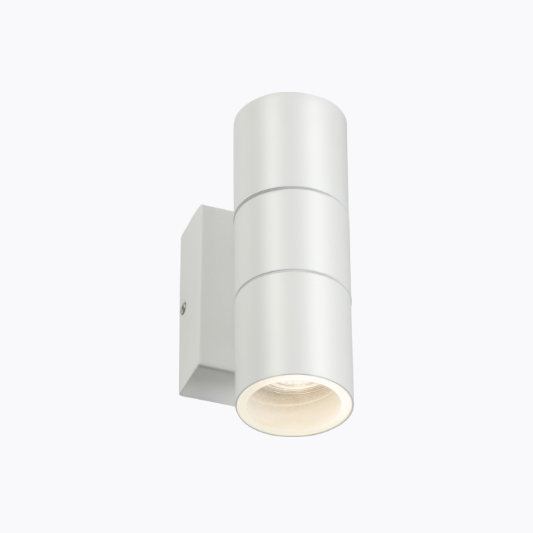 Exterior Up & Down 2xGU10 Wall Light with Photocell Sensor White IP54 - ID 14319