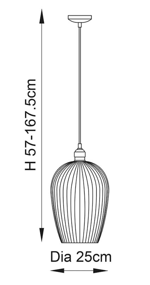 Ribbed glass & bright nickel large pendant - ID 12971