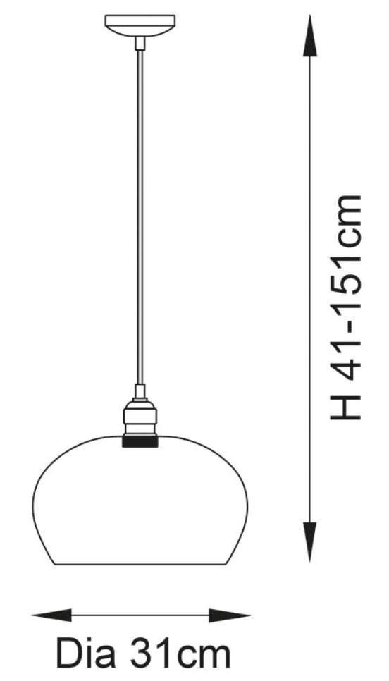 Clear Glass & Bright Nickel Medium Pendant - ID 12115