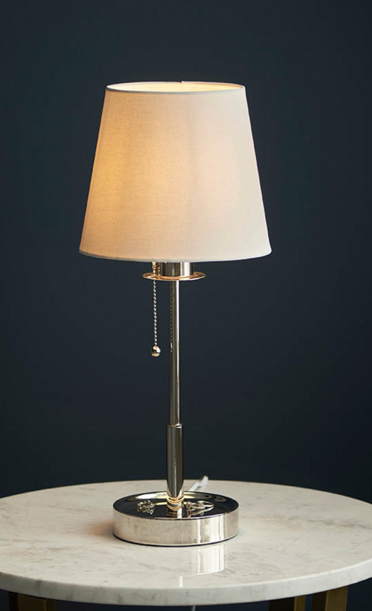 Pull Cord Table Lamp, Nickel - ID 13010