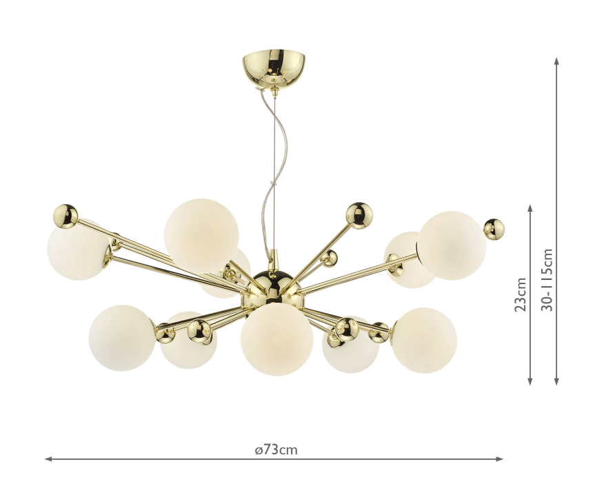 Greenwich Polished Gold 10 Arm Pendant - ID 6809