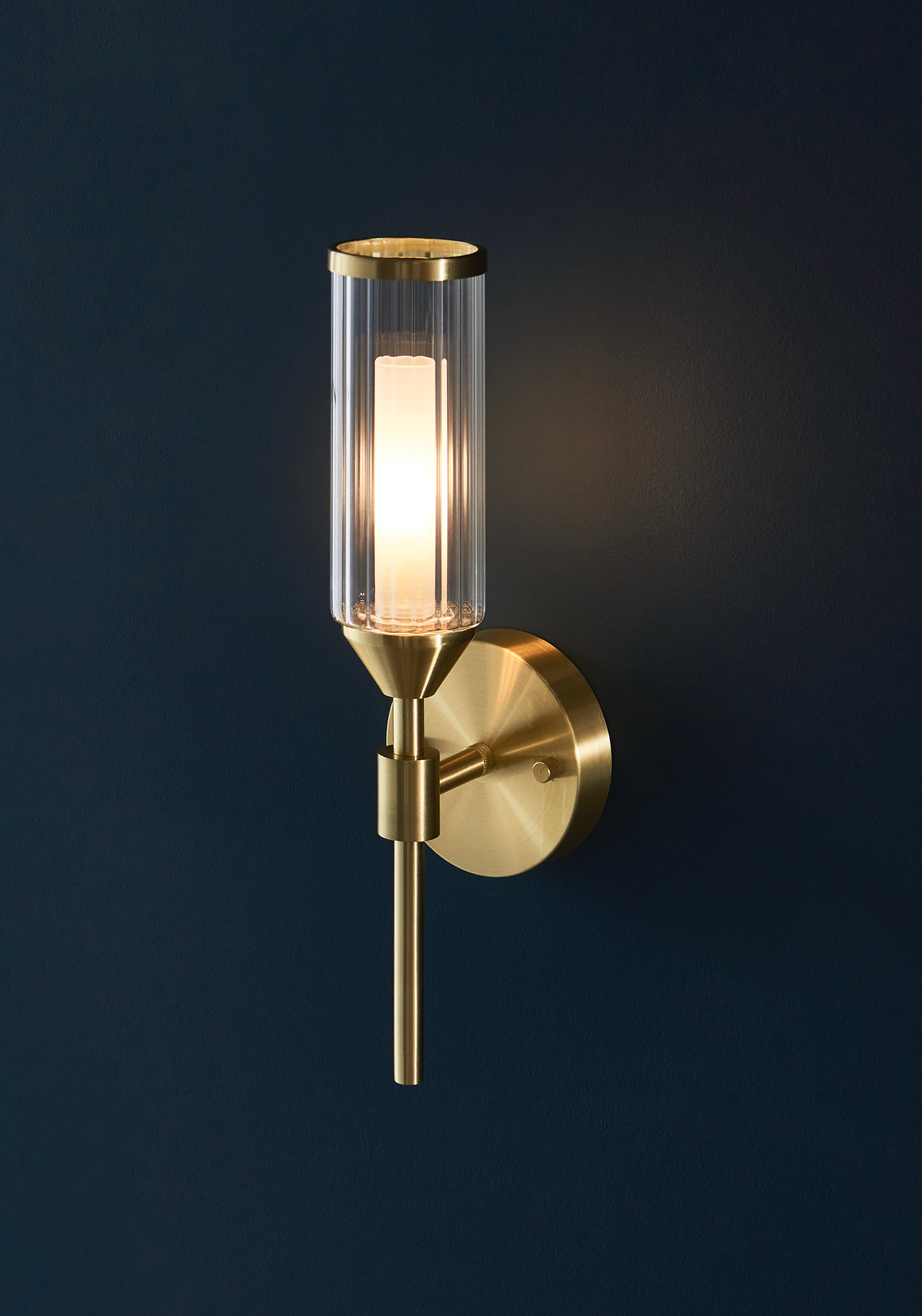 Frosted Glass & Satin Brass Wall Light - ID