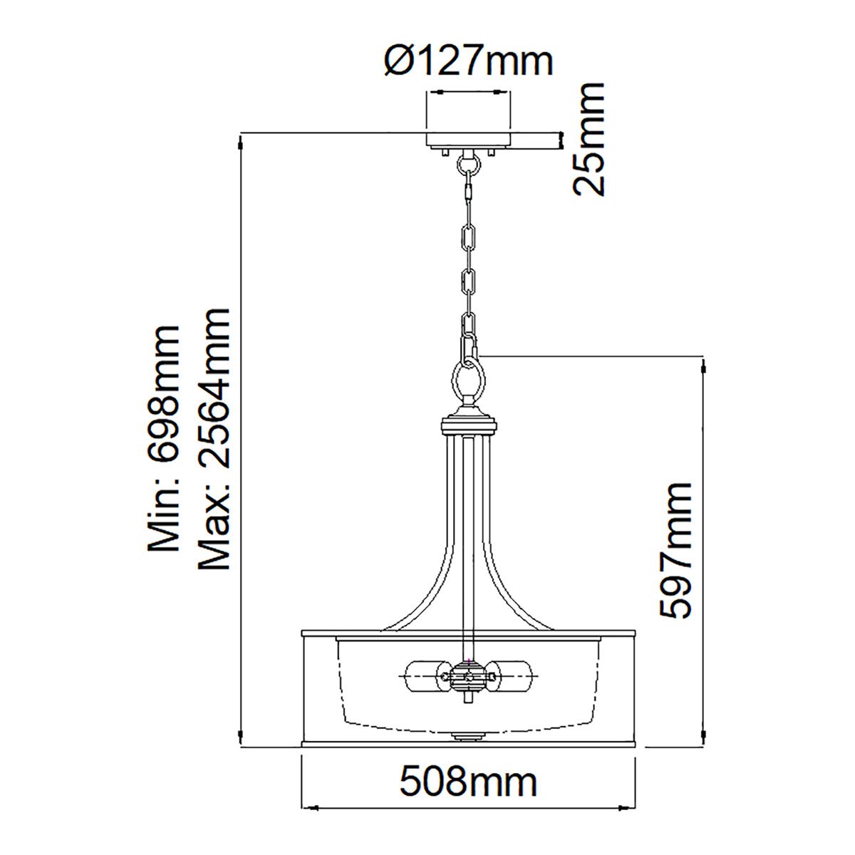 Anerley Large Bronze and Glass Pendant - ID 7431