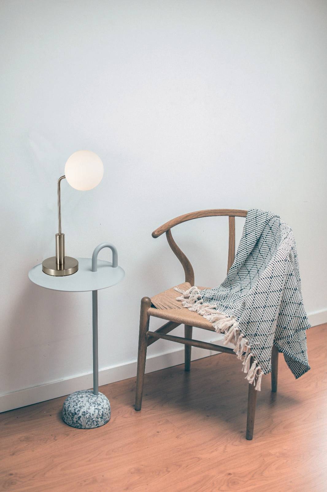 LAN Satin Chrome Table Light with Opal Orb - ID 13333