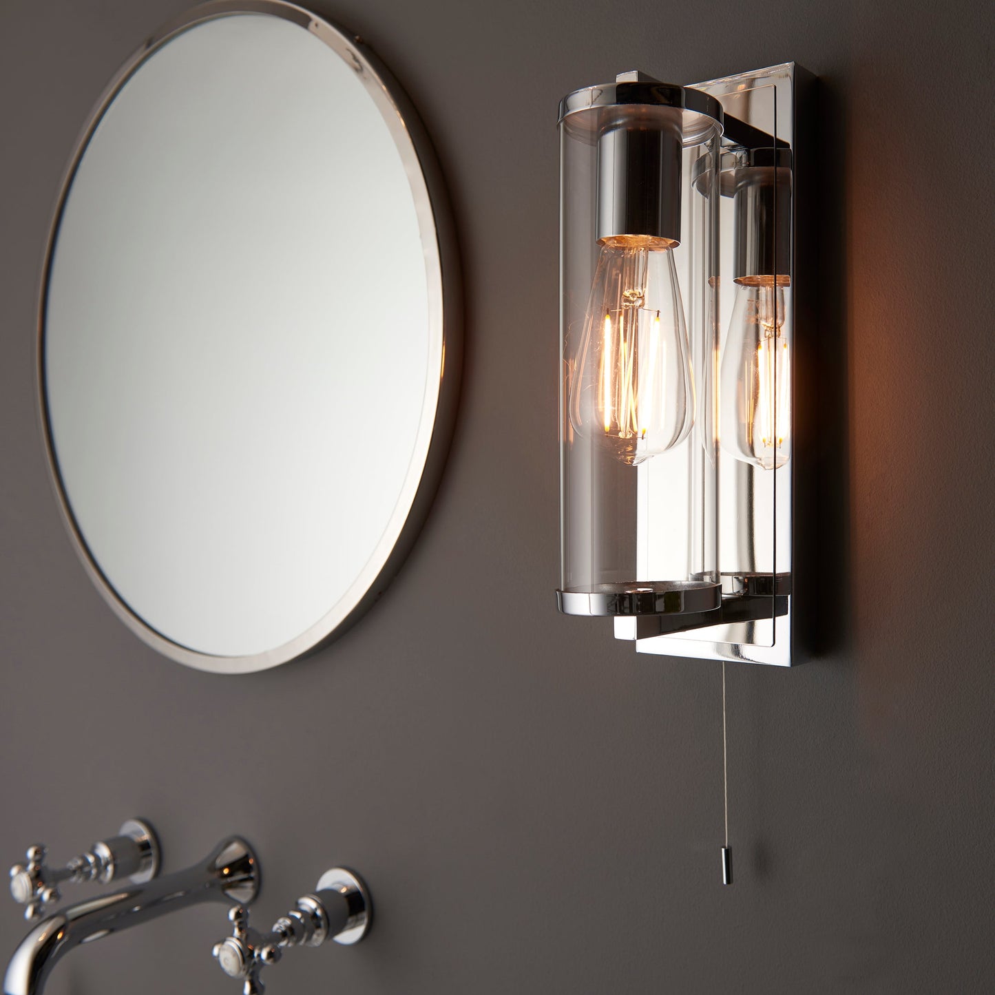 Cylinder Chrome Bathroom Wall Light - ID 11670