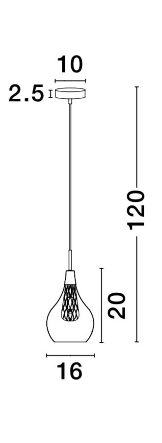 Clear Glass and Gold Mesh Single Pendant - ID 9245