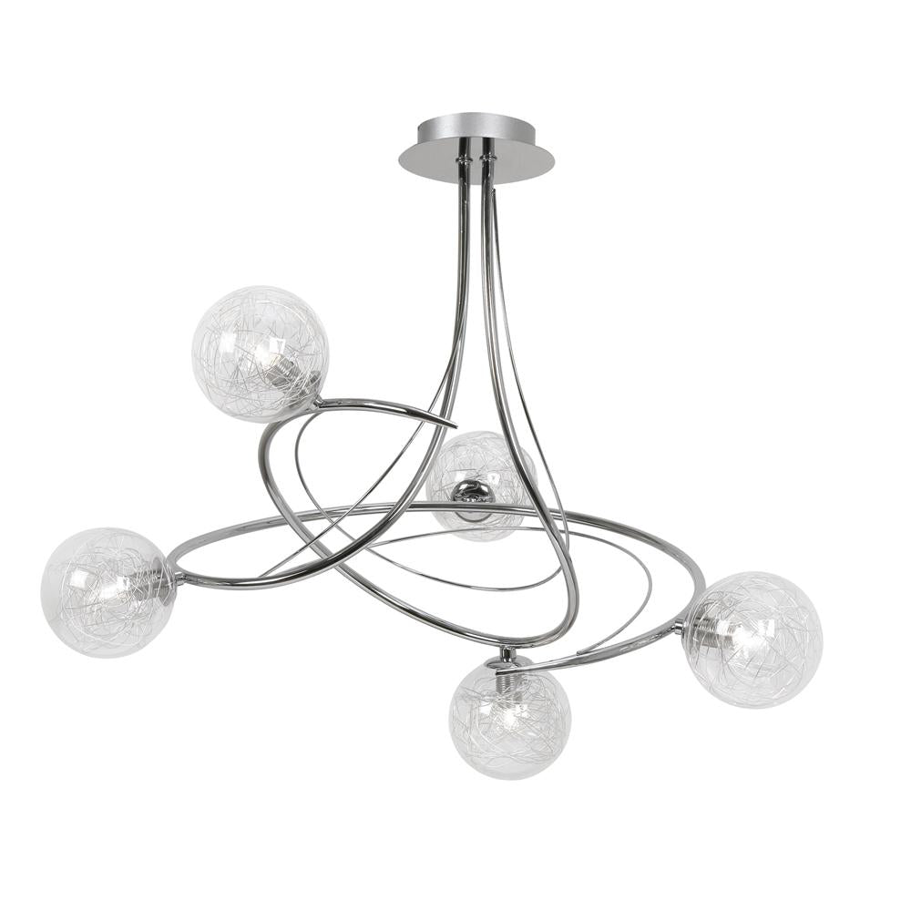 Gurney 5 Lamp Polished Chrome Spiral Ceiling Light - ID 8952