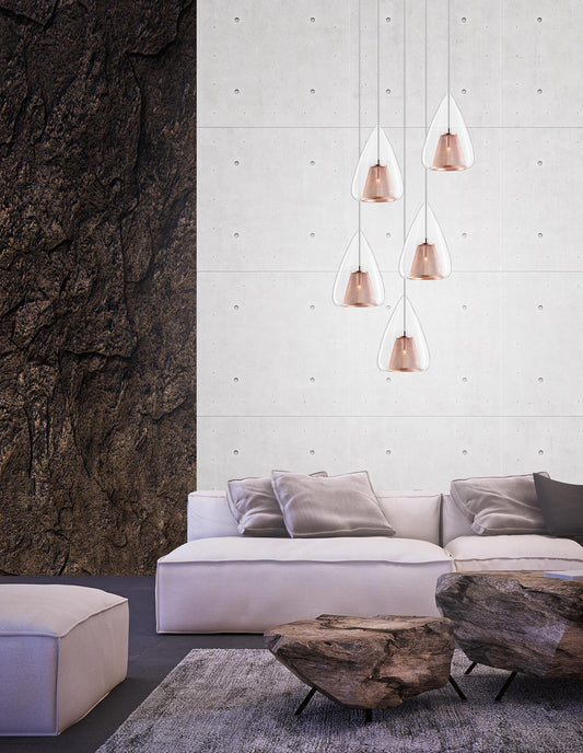 Copper Mesh and Glass 5 Lamp Multi Pendant - ID 7000