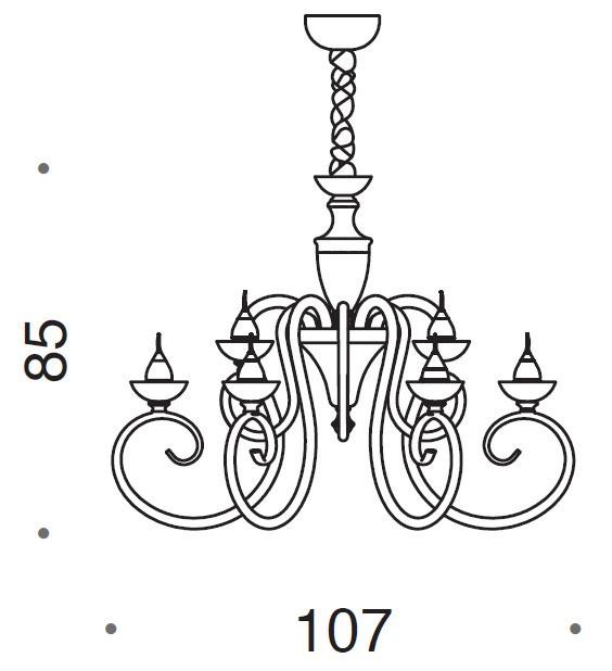 Baroque 9 Light Murano Glass Chandelier