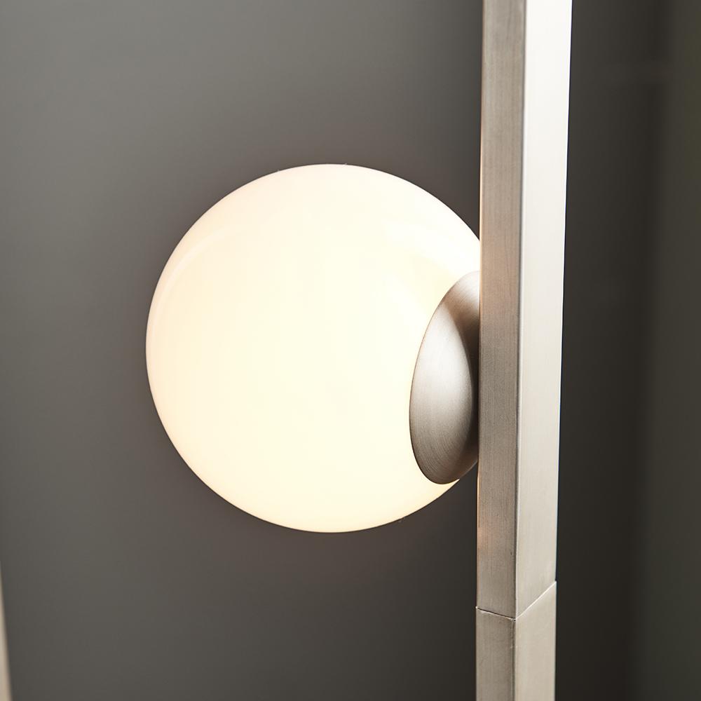 Geometric Brushed Silver & Opal Glass Floor Lamp - ID 11116