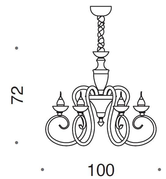 Baroque 6 Light Murano Glass Chandelier