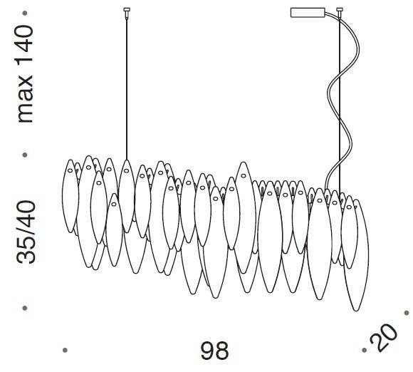 Castlenau Small Long Murano Glass Chandelier - ID 8033