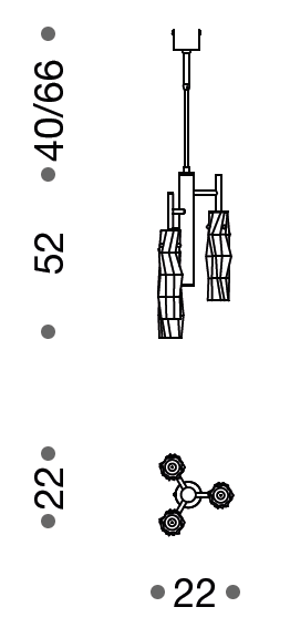 Becton Murano Glass 3 Light Semi Flush Chandelier - ID 8057