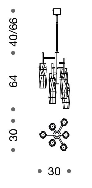 Becton Murano Glass 6 Light Suspension Chandelier - ID 8054