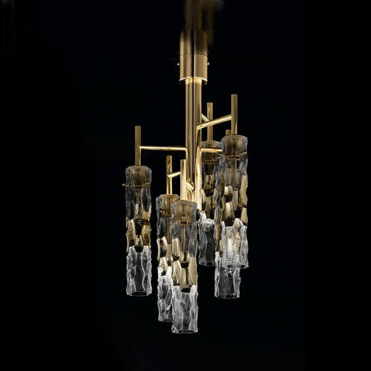 Bamboo Murano Glass 8 Light Semi Flush Chandelier