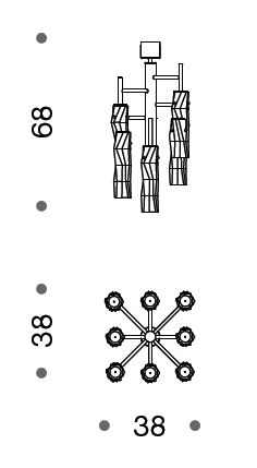 Becton Murano Glass 8 Light Semi Flush Chandelier - ID 8049