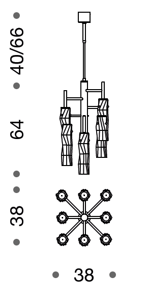 Becton Murano Glass 8 Light Suspension Chandeliers - ID 8052