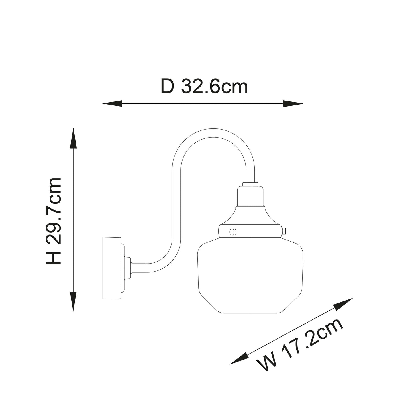 Aged Pewter Swan Neck Wall Light With Clear Glass Shade - ID 12498