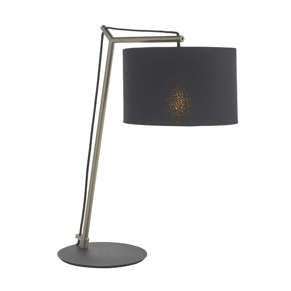 Leaning Matt Nickel Table Lamp with Black Shade - ID 11037