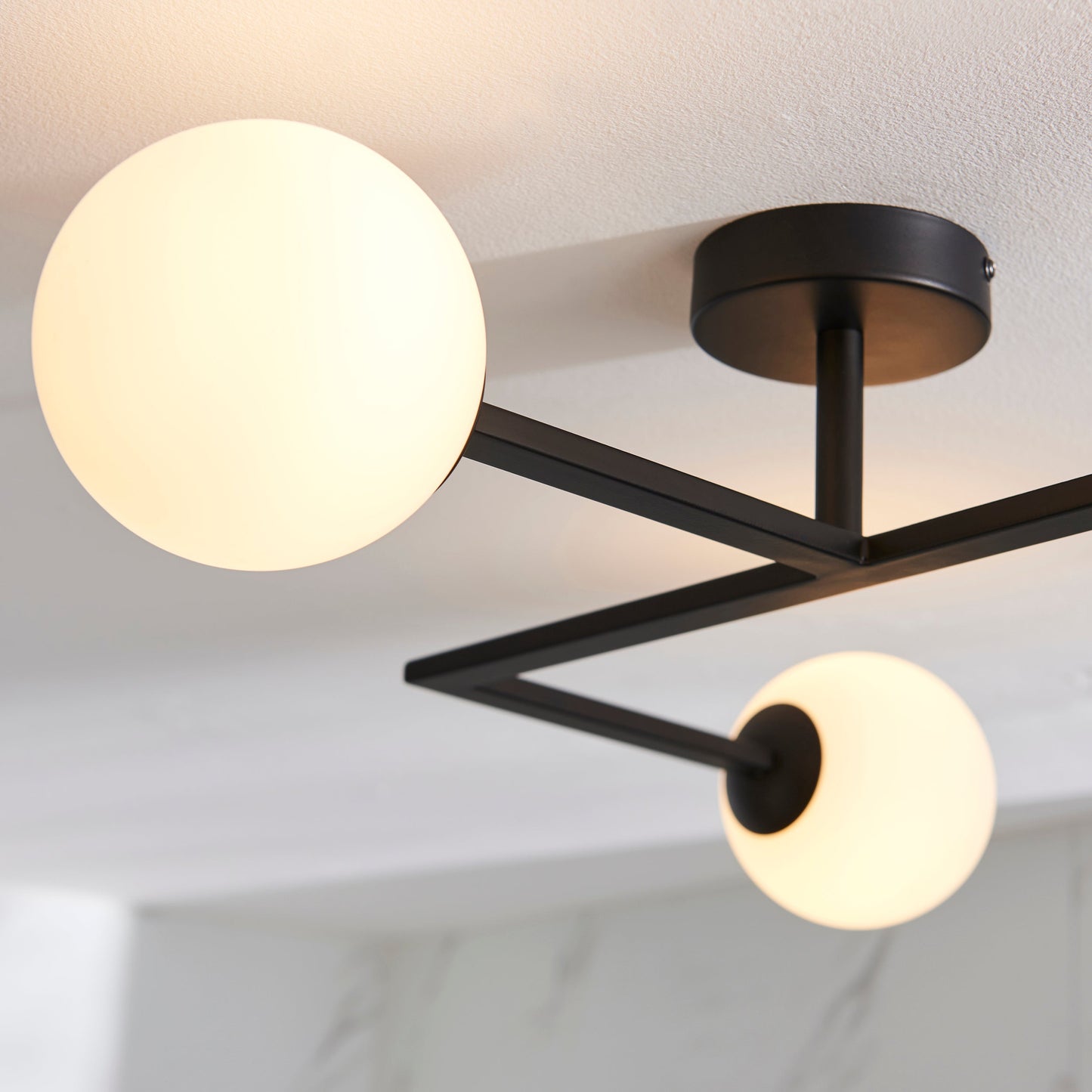Contemporary Bathroom Matt Black Angled Ceiling Light - ID 11676