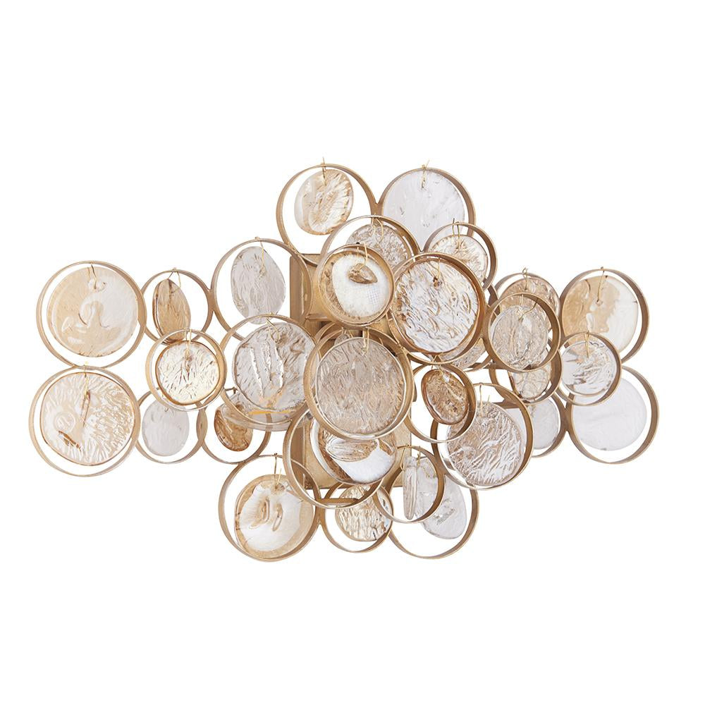 Antique Gold Wall Light With Clear And Amber Glass Details - ID 11119