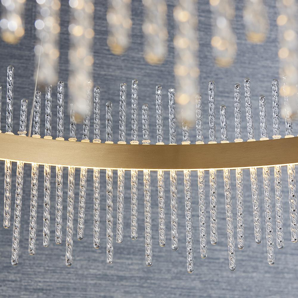 Hoop Pendant with Twisted Glass Rods & Brushed Gold Finish Metalwork - ID 11126