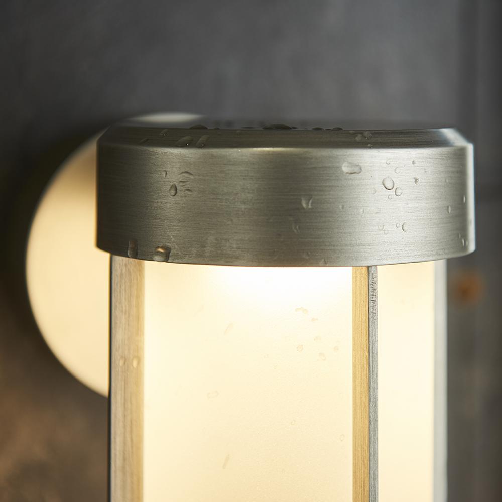 Die Cast IP44 LED Wall Light In Brushed Silver With Opal Glass - ID 11070 - LOW STOCK, PLEASE CALL