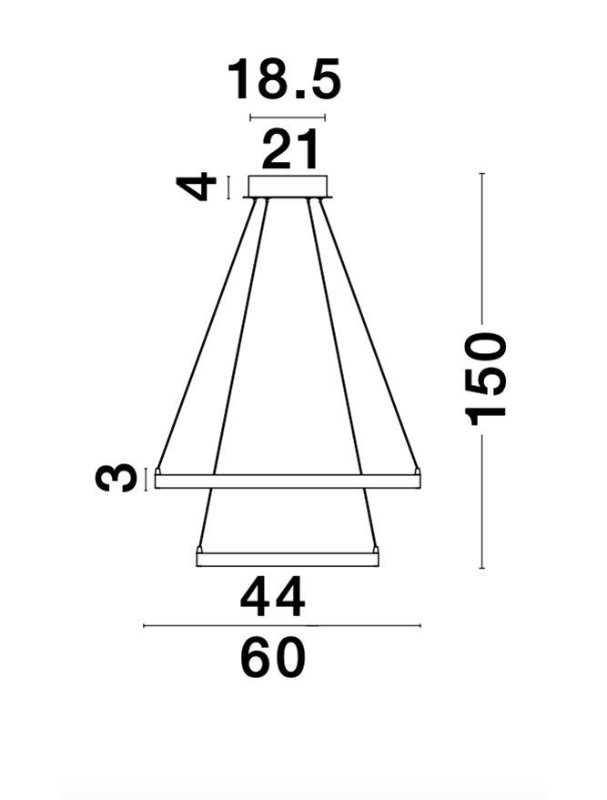 LEO Gold Leaf & Acrylic Twin Ring Adjustable Pendant - ID 10466