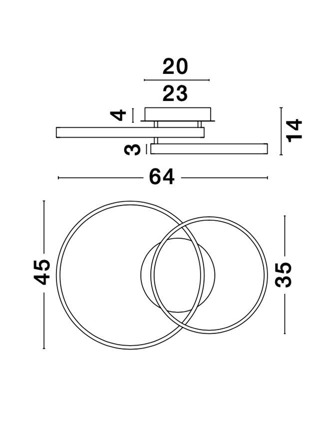 LEO Gold Leaf & Acrylic Twin Ring Semi Flush Ceiling Light - ID 10467