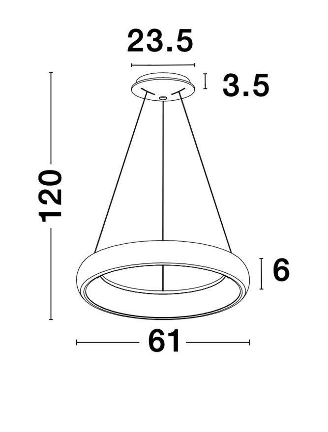 ALB Sandy White Aluminium & Acrylic Dimmable Inner Light Ring Pendant Medium - ID 9453