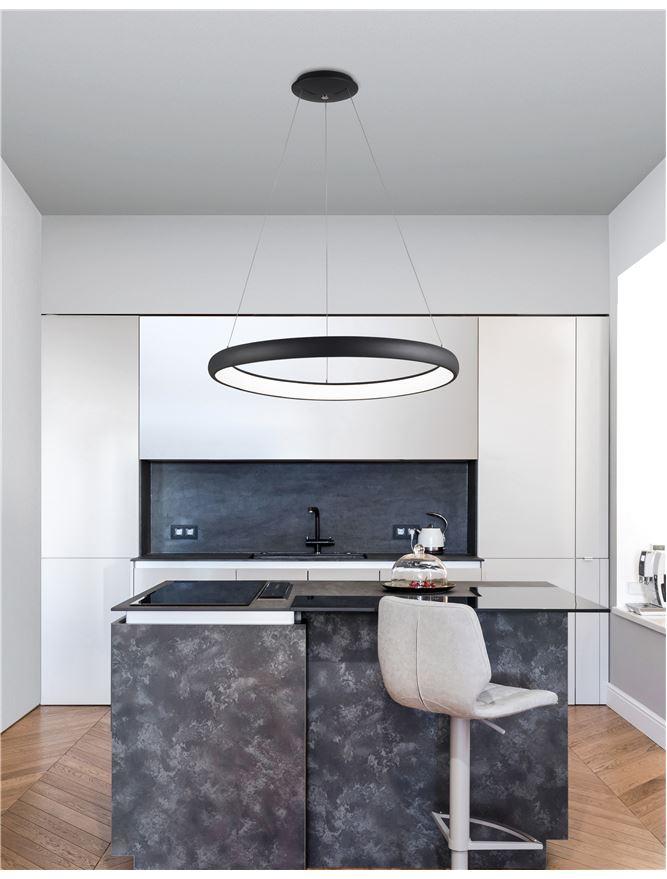 ALB Sandy Black Aluminium & Acrylic Dimmable Inner Light Ring Pendant Large - ID 10373