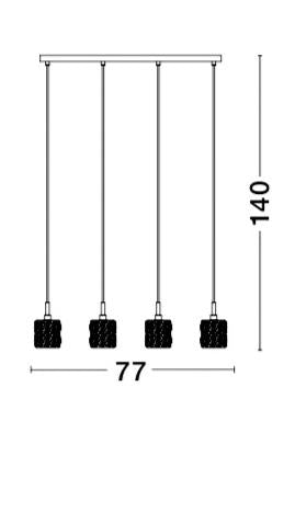 NIC Crystal & Chrome Aluminium 4 Light Linear Bar Pendant - ID 10559