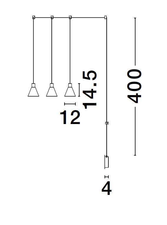 MAR Gold Aluminium & Clear Glass Tripple String Pendant - ID 10150