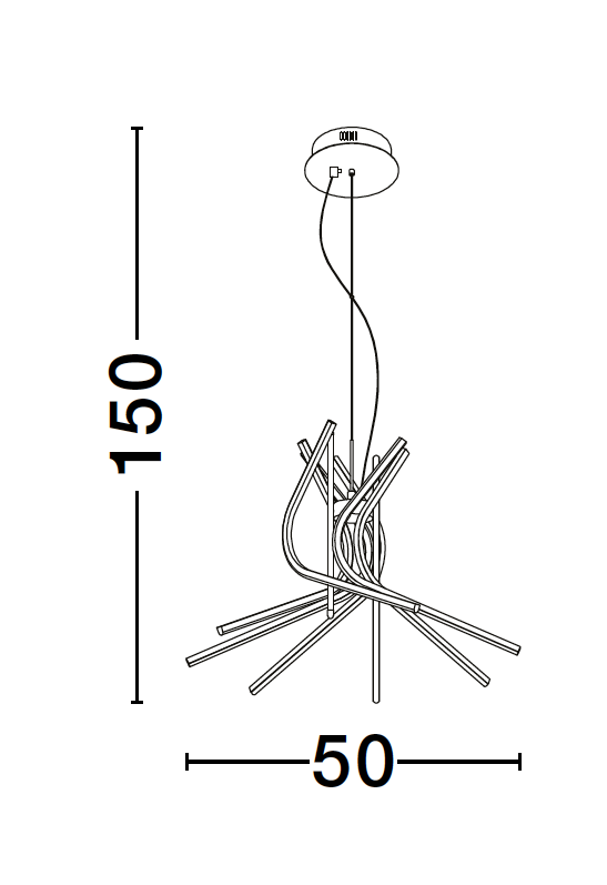 NOR Sandy Black Aluminium & Acrylic Tangle Pendant Medium - ID 10194