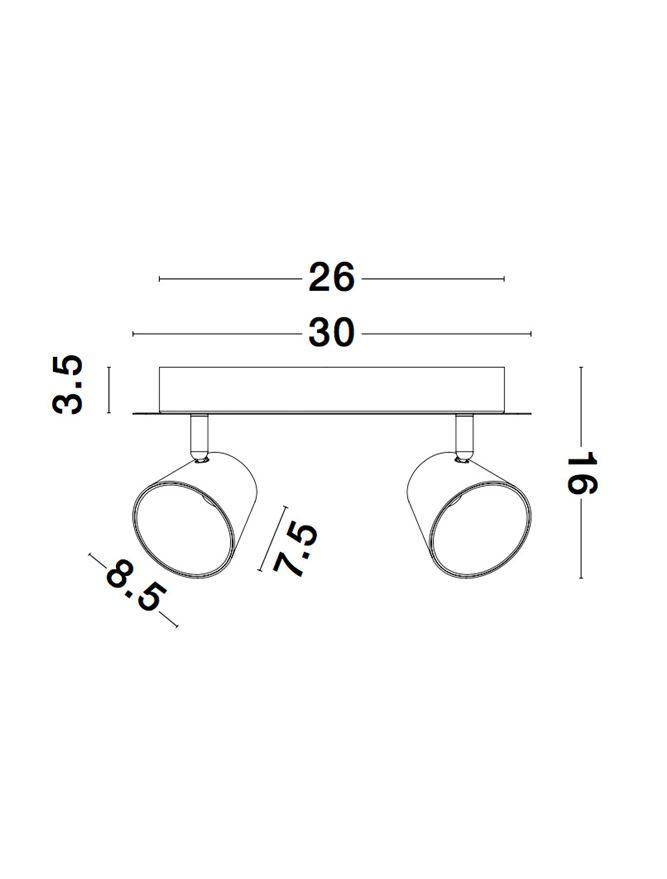 BAG Sandy White Metal Twin Lamp Spotlight With Concealed Light Source - ID 11063
