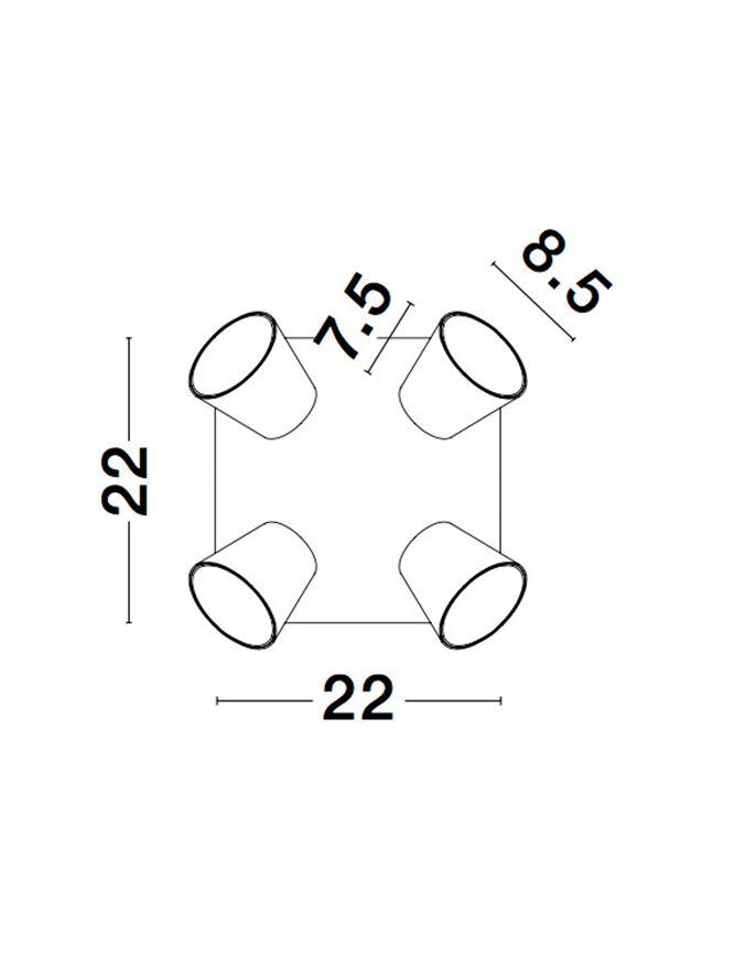 BAG Sandy White Metal Four Lamp Spotlight With Concealed Light Source - ID 11065