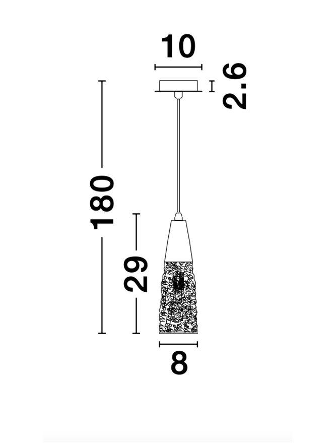 KOV Clear Structured Glass & Brushed Gold Steel Single Pendant - ID 10550